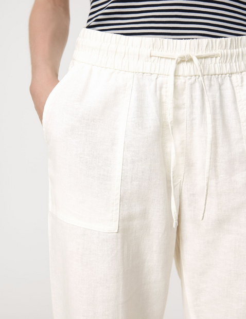 Pull-on trousers made of cotton/linen, Easy Fit