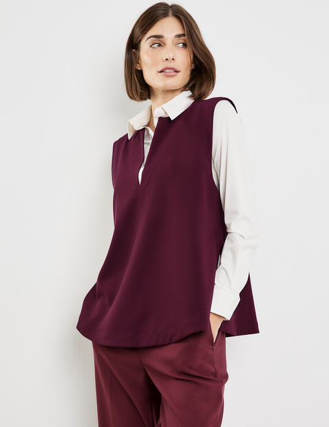 Gerry Weber Mouwloze blouse bruin-wolwit bloemenprint casual uitstraling Mode Blouses Mouwloze blouses 