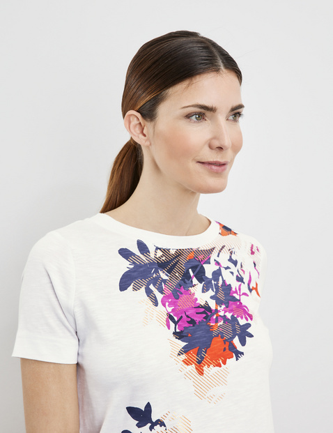 T-Shirt mit floralem Frontprint
