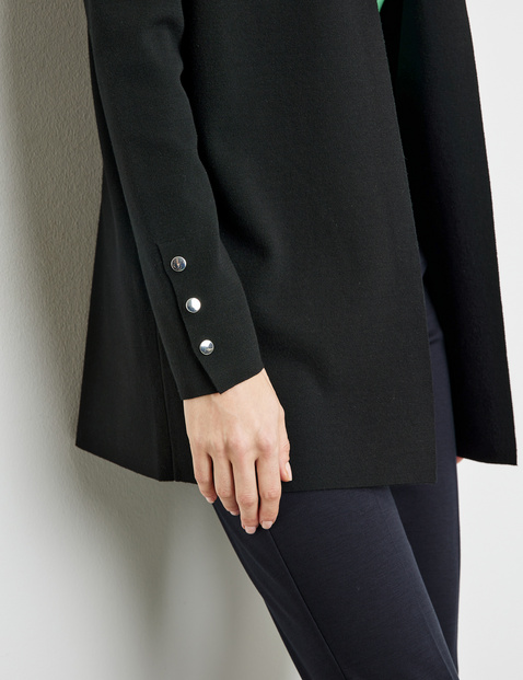 Open-fronted cardigan with decorative buttons