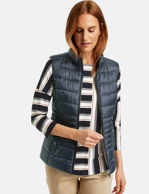 Quilted body warmer with a downy feel in Blue | GERRY WEBER