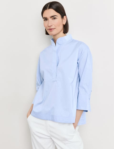 3/4-sleeve blouse made of sustainable cotton in Blue | GERRY WEBER