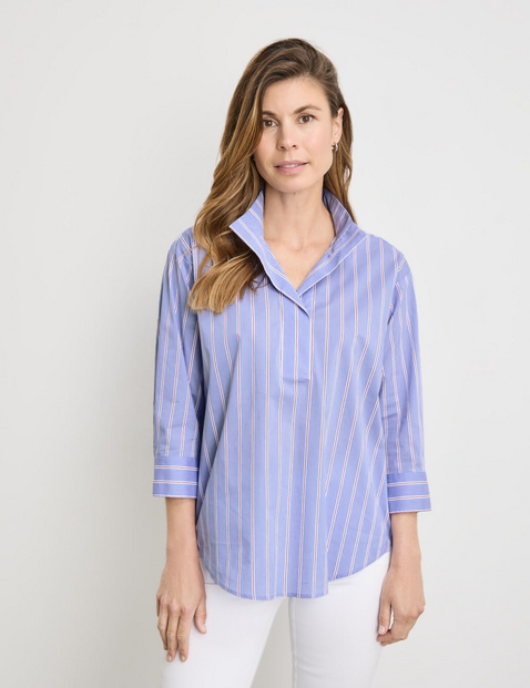 Striped blouse with 3/4-length sleeves in Blue | GERRY WEBER