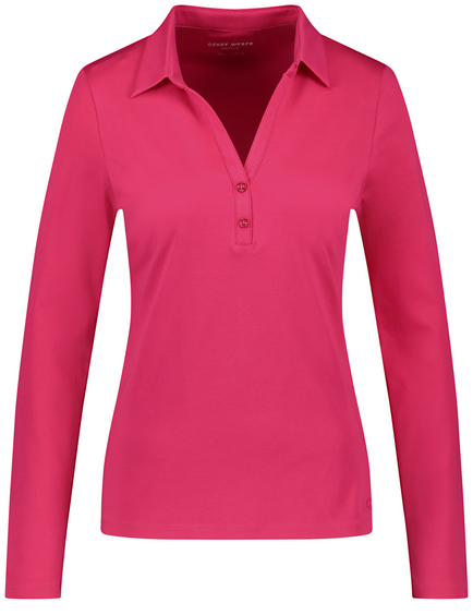 Langarm Poloshirt aus Baumwolle in Pink GERRY WEBER