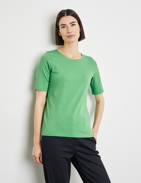 duurzaam T-shirt met gesatineerde hals duurzaam T-shirt met gesatineerde hals