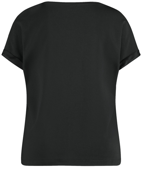 Shirt met korte mouwen van een materiaalmix