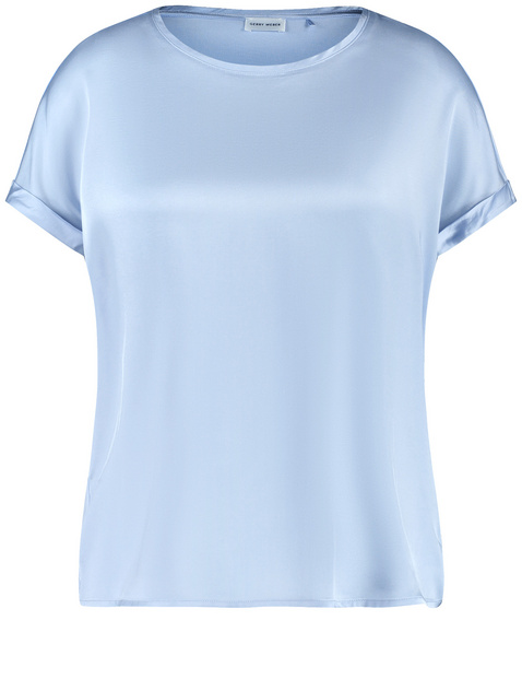 Shirt met korte mouwen van een materiaalmix