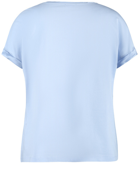 Shirt met korte mouwen van een materiaalmix