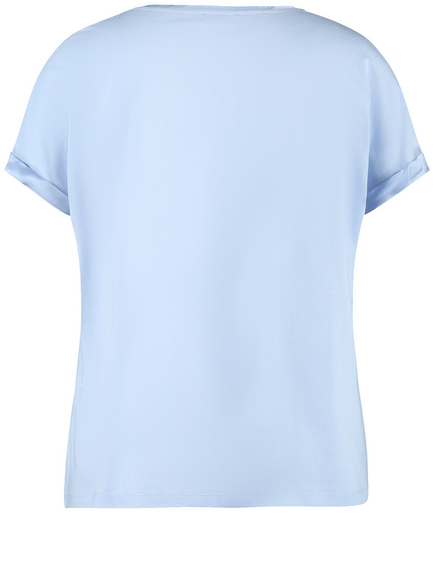 Shirt met korte mouwen van een materiaalmix