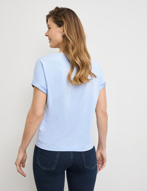 Shirt met korte mouwen van een materiaalmix