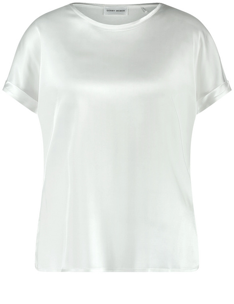 Shirt met korte mouwen van een materiaalmix