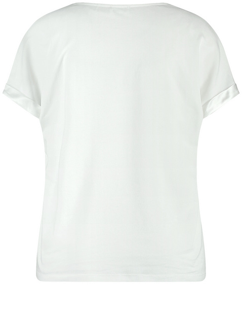 Shirt met korte mouwen van een materiaalmix