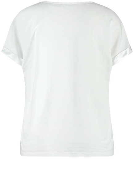 Shirt met korte mouwen van een materiaalmix