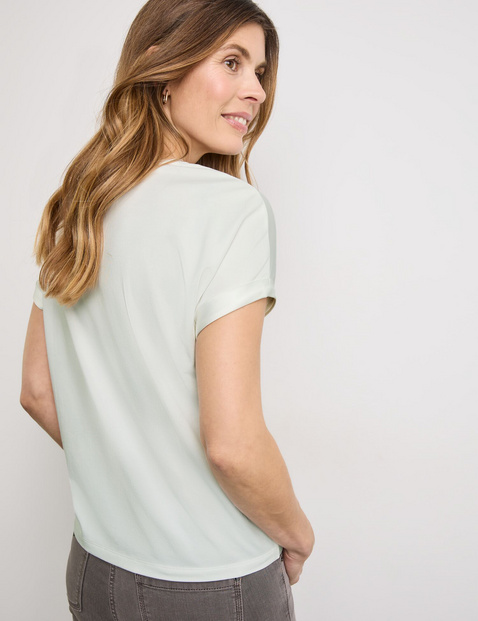 Shirt met korte mouwen van een materiaalmix