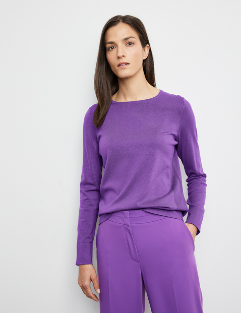 Fine-knit long sleeve jumper in Purple | GERRY WEBER