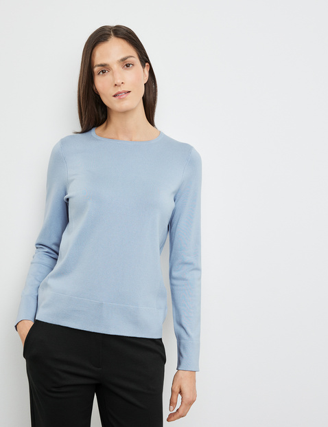 Fine-knit long sleeve jumper in Blue | GERRY WEBER