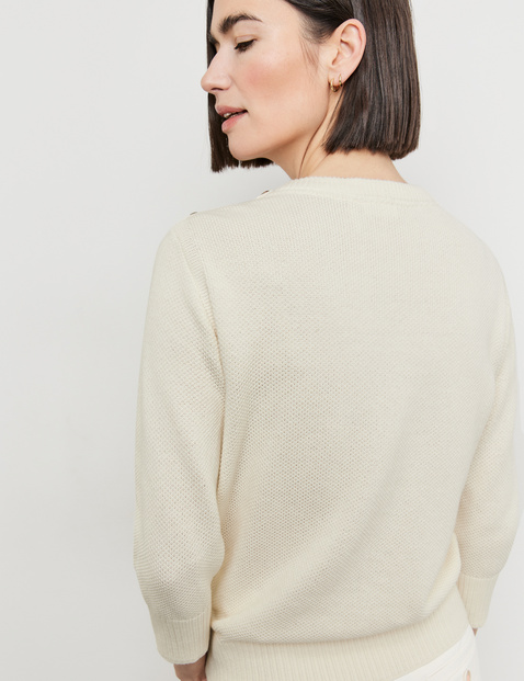 3/4-sleeve jumper in a textured knit in Beige | GERRY WEBER