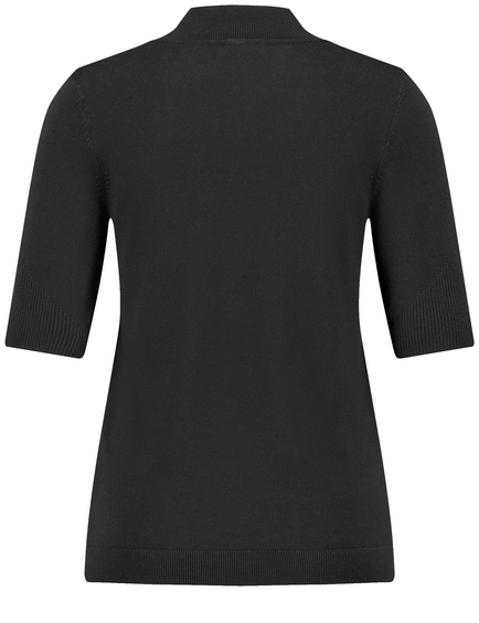 Short sleeve jumper with a turtleneck in Black GERRY WEBER