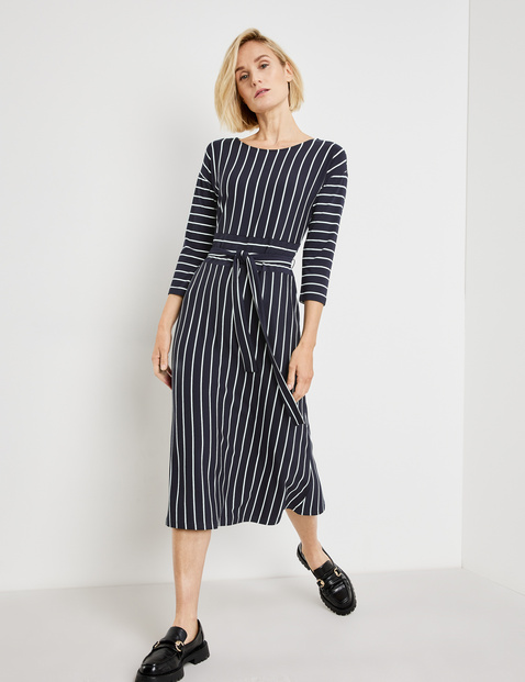 Blue and white vertical clearance striped dress